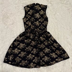 A'gaci Black and Gold Patterned Dress